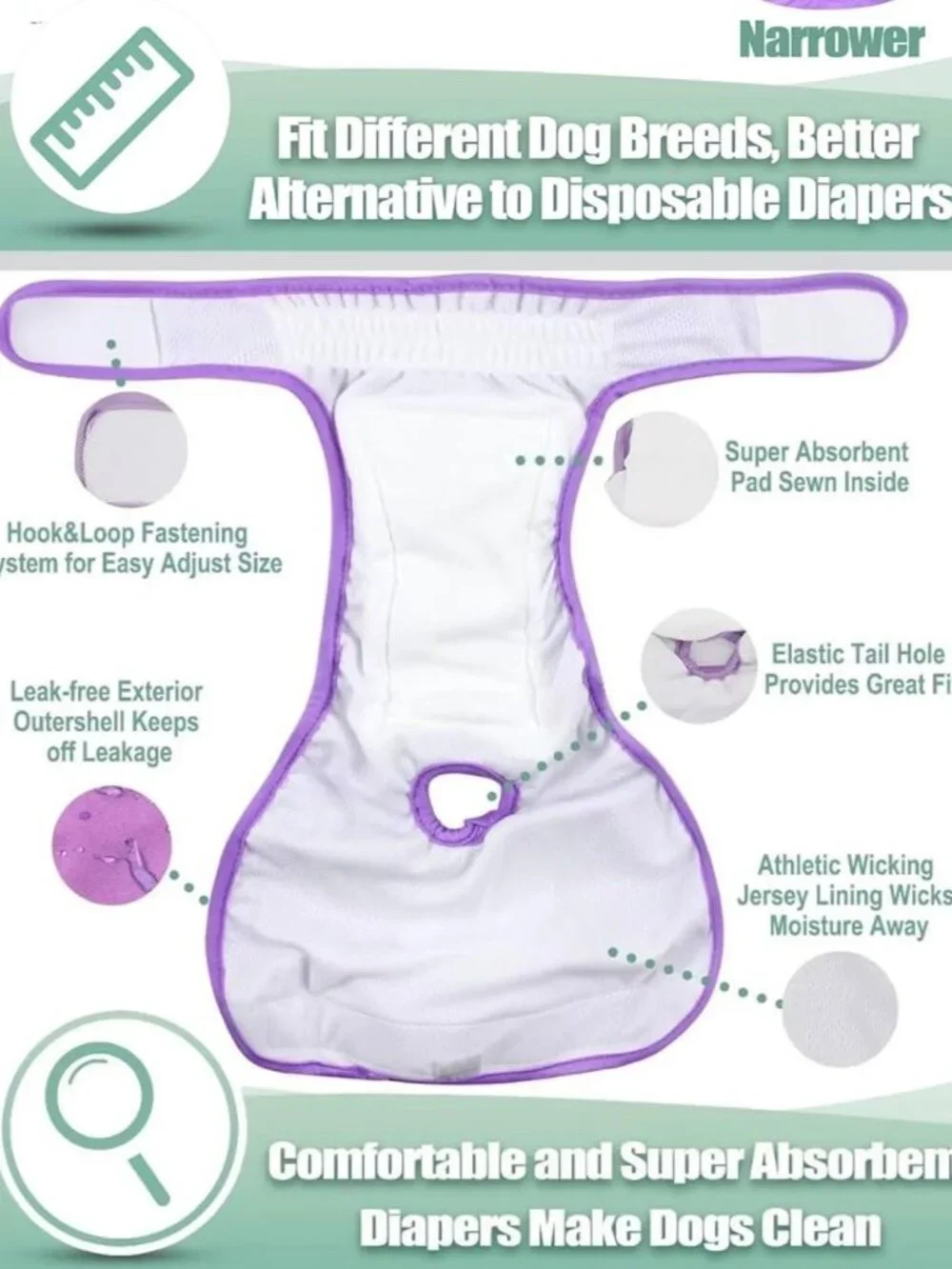 Lot of 3 - Washable Reusable Dog Diapers, XL, Bright Color, for Female Dogs